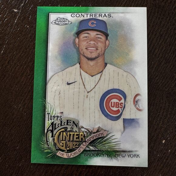 2022 Topps Chrome Allen Ginter Willson Contreras #84 Green Refractor #’d /99 Mt - Picture 1 of 2